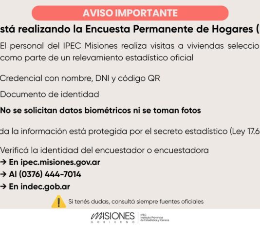 Información oficial sobre la Encuesta Permanente de Hogares en Misiones