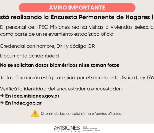Información oficial sobre la Encuesta Permanente de Hogares en Misiones