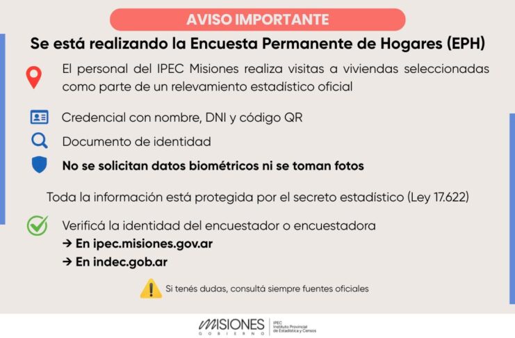 Información oficial sobre la Encuesta Permanente de Hogares en Misiones